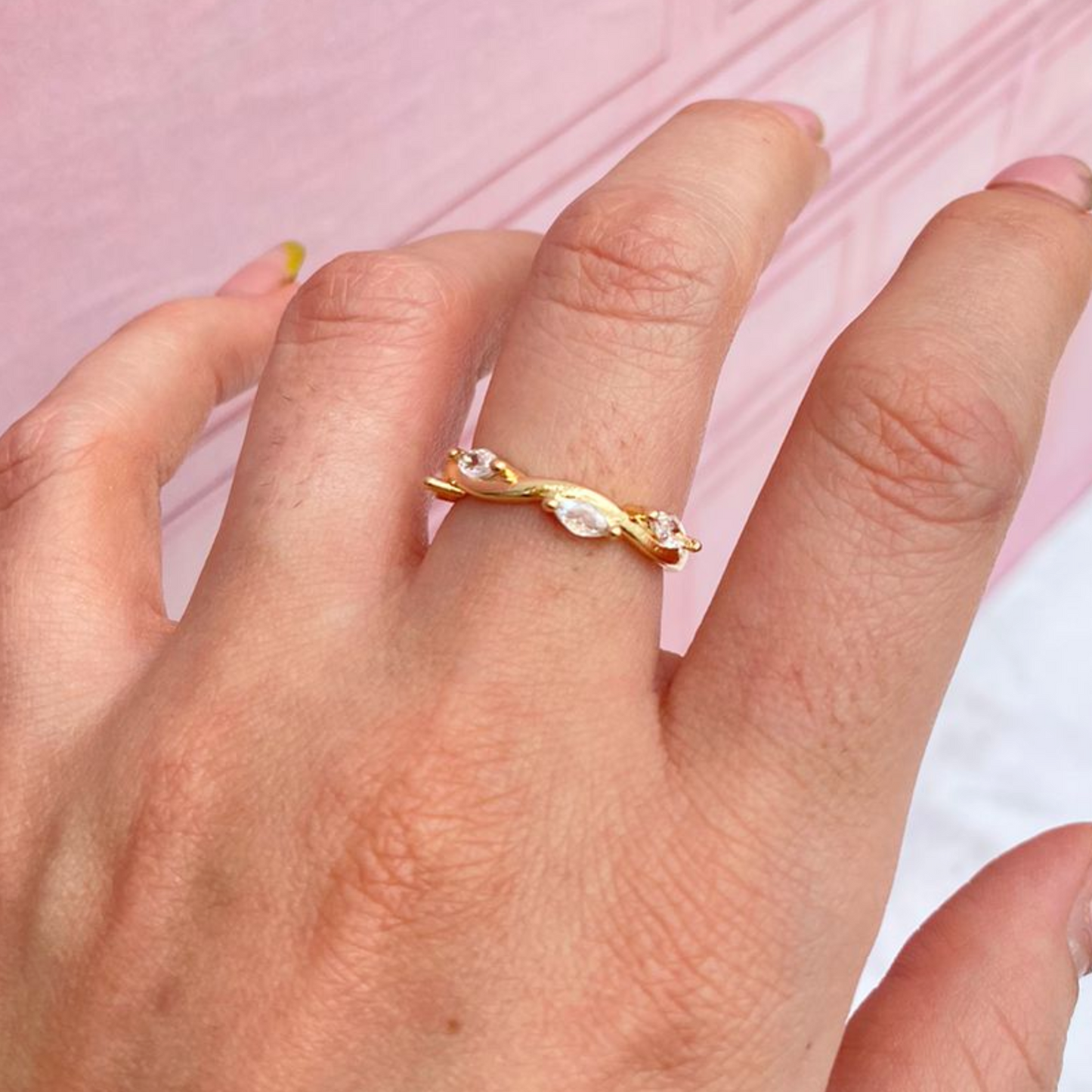 Anillo Hoja Zirconia - Ajustable