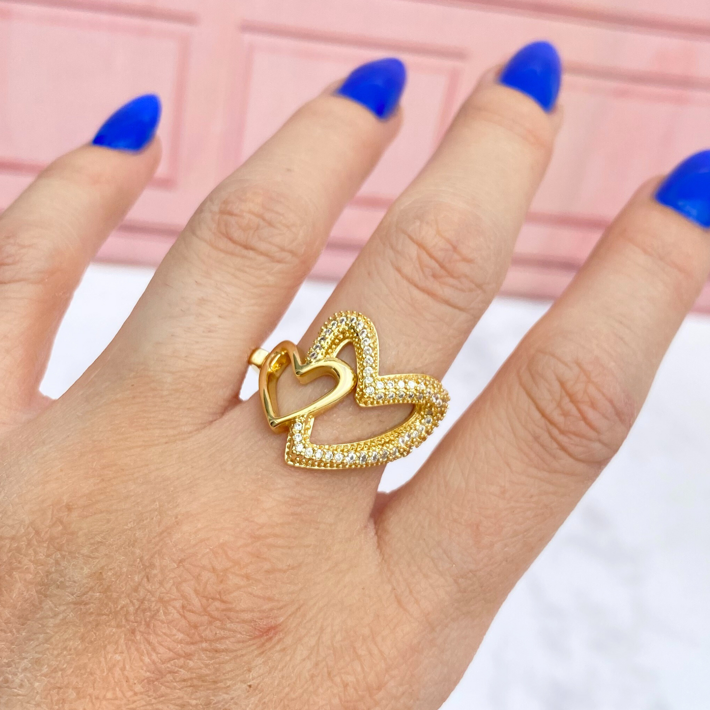 Anillo Doble Corazon - Ajustable