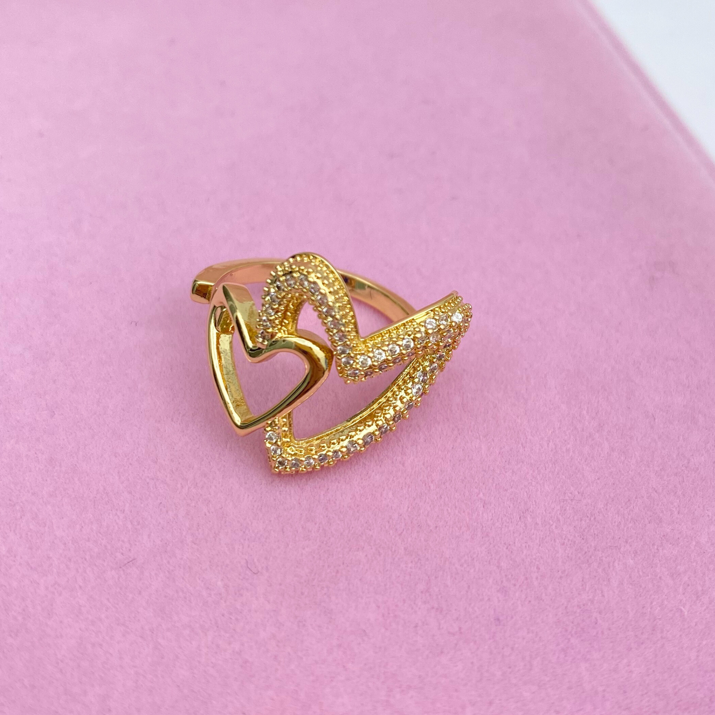 Anillo Doble Corazon - Ajustable