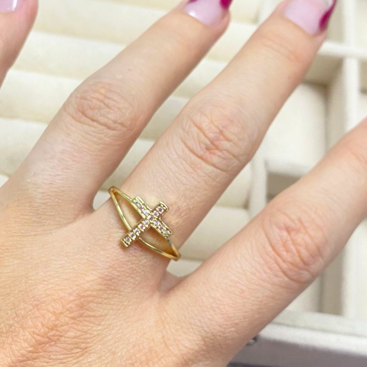 Anillo Doble Cruz - Ajustable