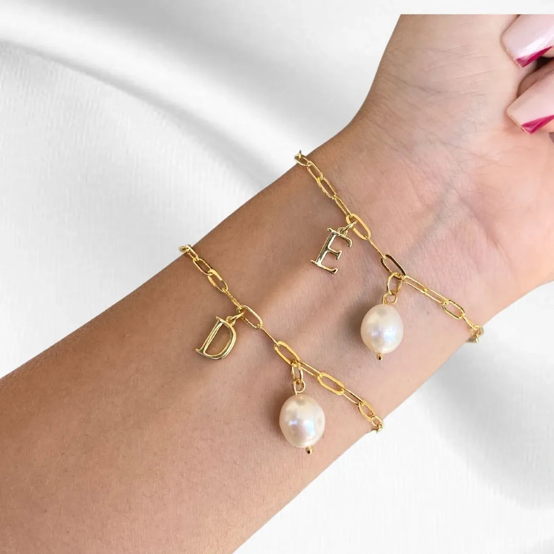 Pulsera Iniciales Mini Con Perla