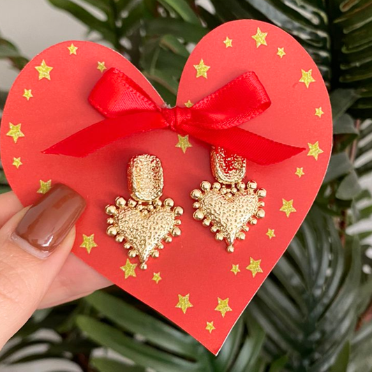 Aretes Corazón Brillo