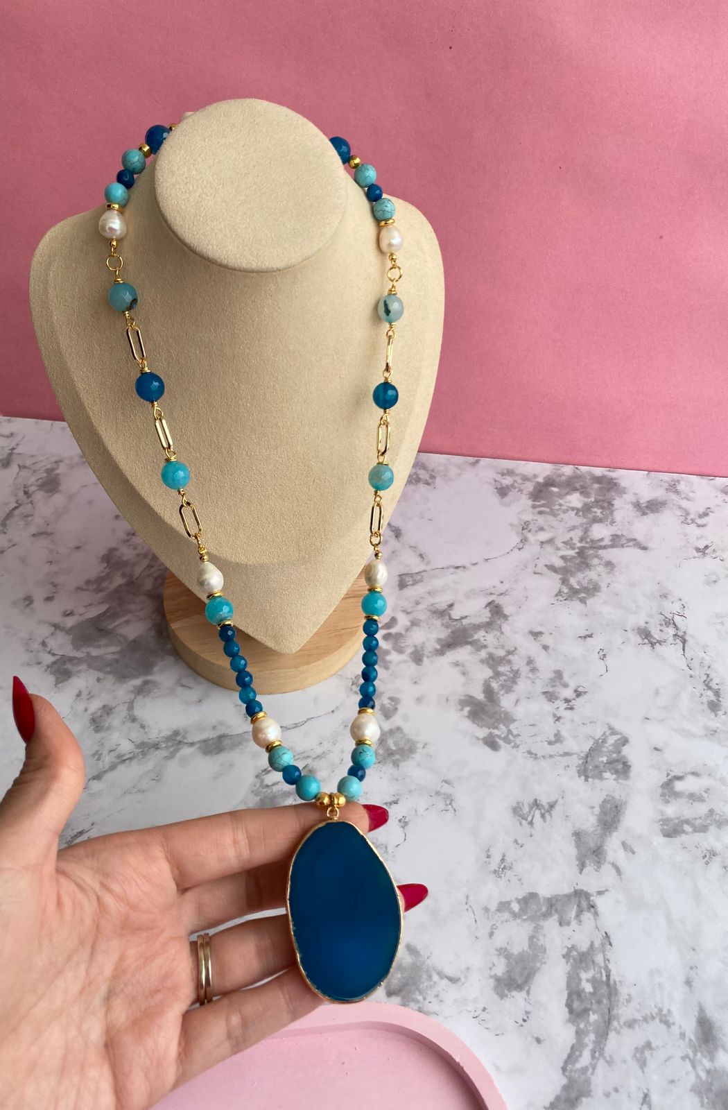 Collar Cuarzo Azul Rey