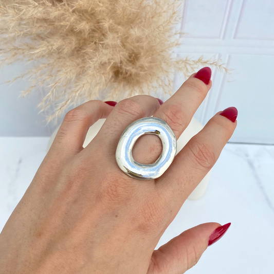 Anillo Dona Plateado - Ajustable