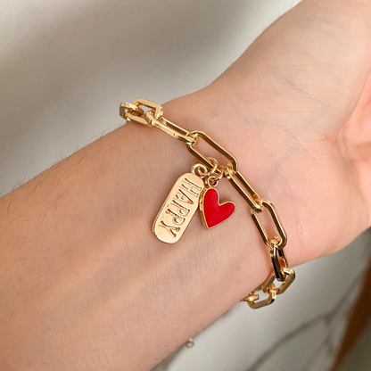 Pulsera Placa "Happy"