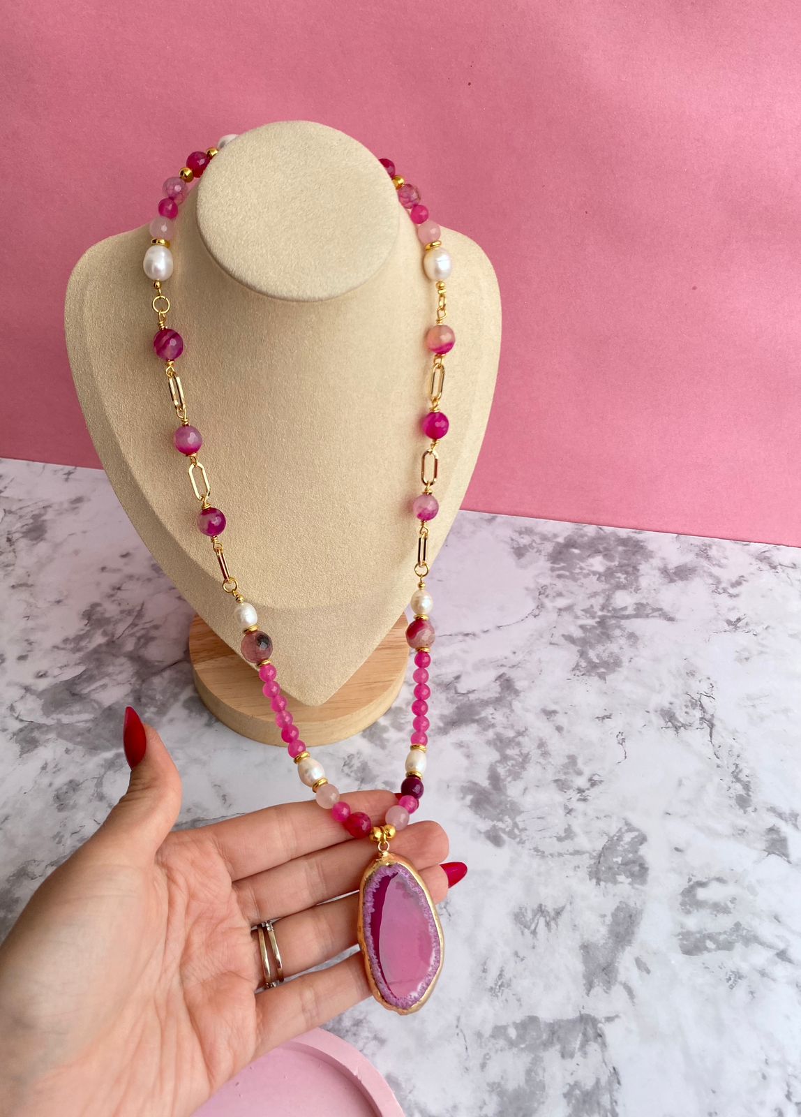 Collar Cuarzo Rosa