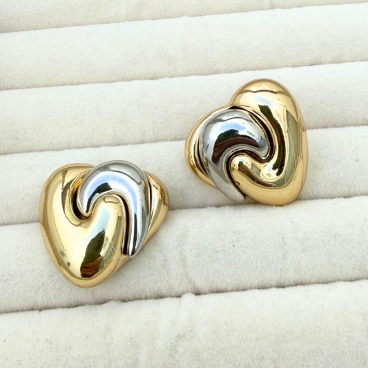 Aretes Corazón Bicolor