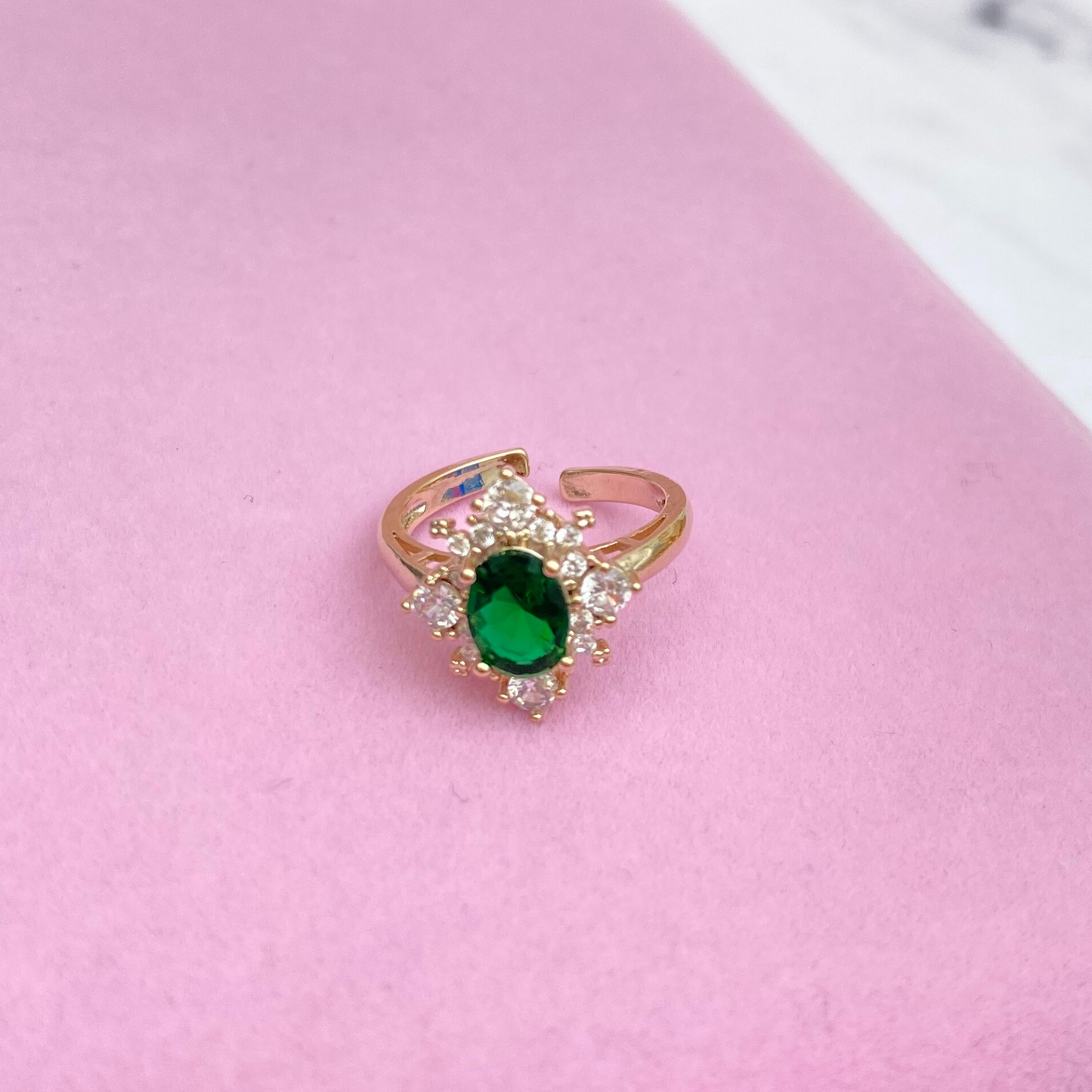 Anillo Zirconia Verde - Ajutable