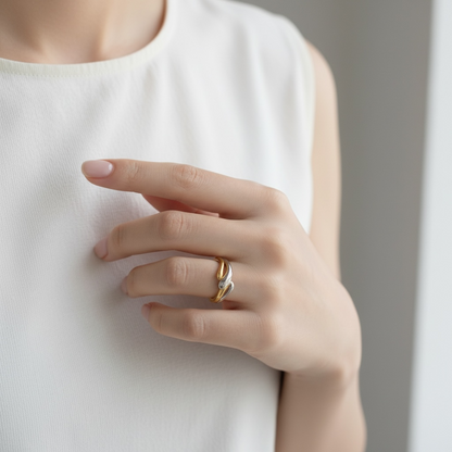 Anillo Gota Bicolor - Ajustable