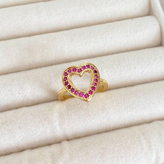 Anillo Corazón Rosa - Ajustable