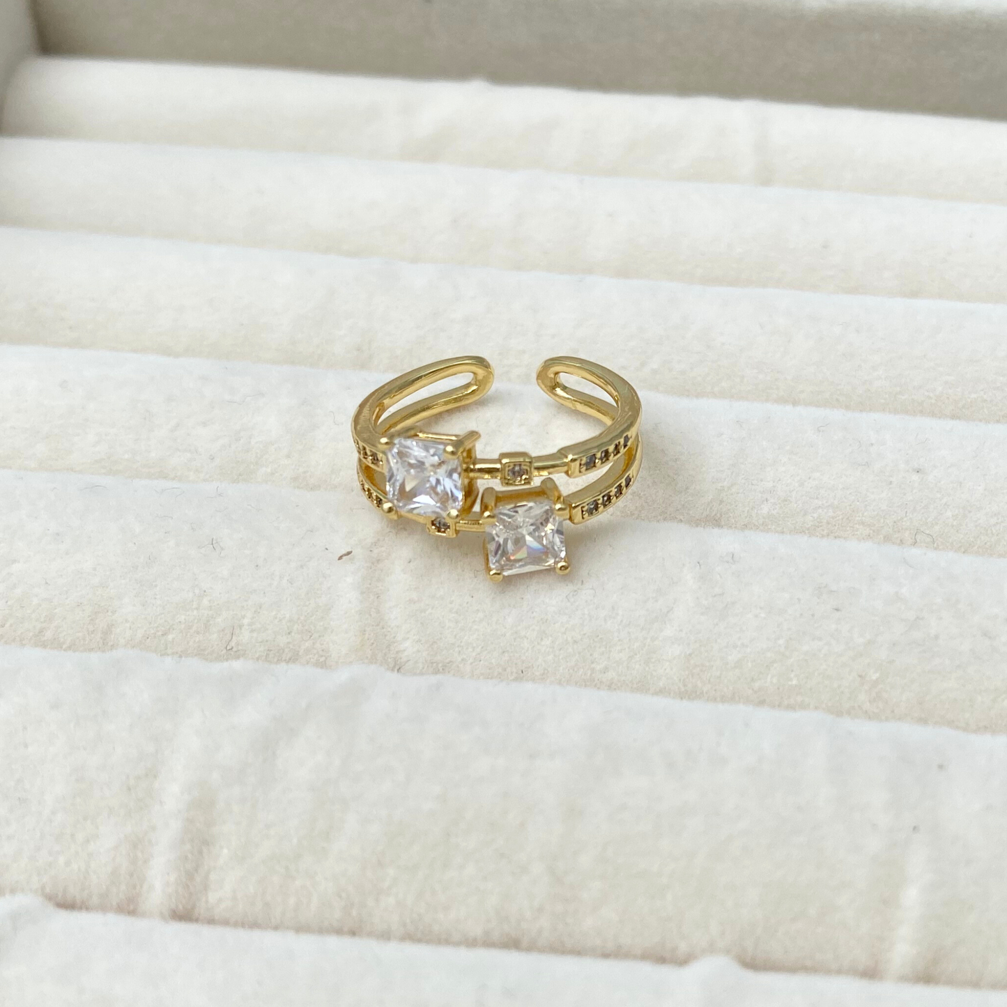 Anillo Cuadro Doble - Ajustable