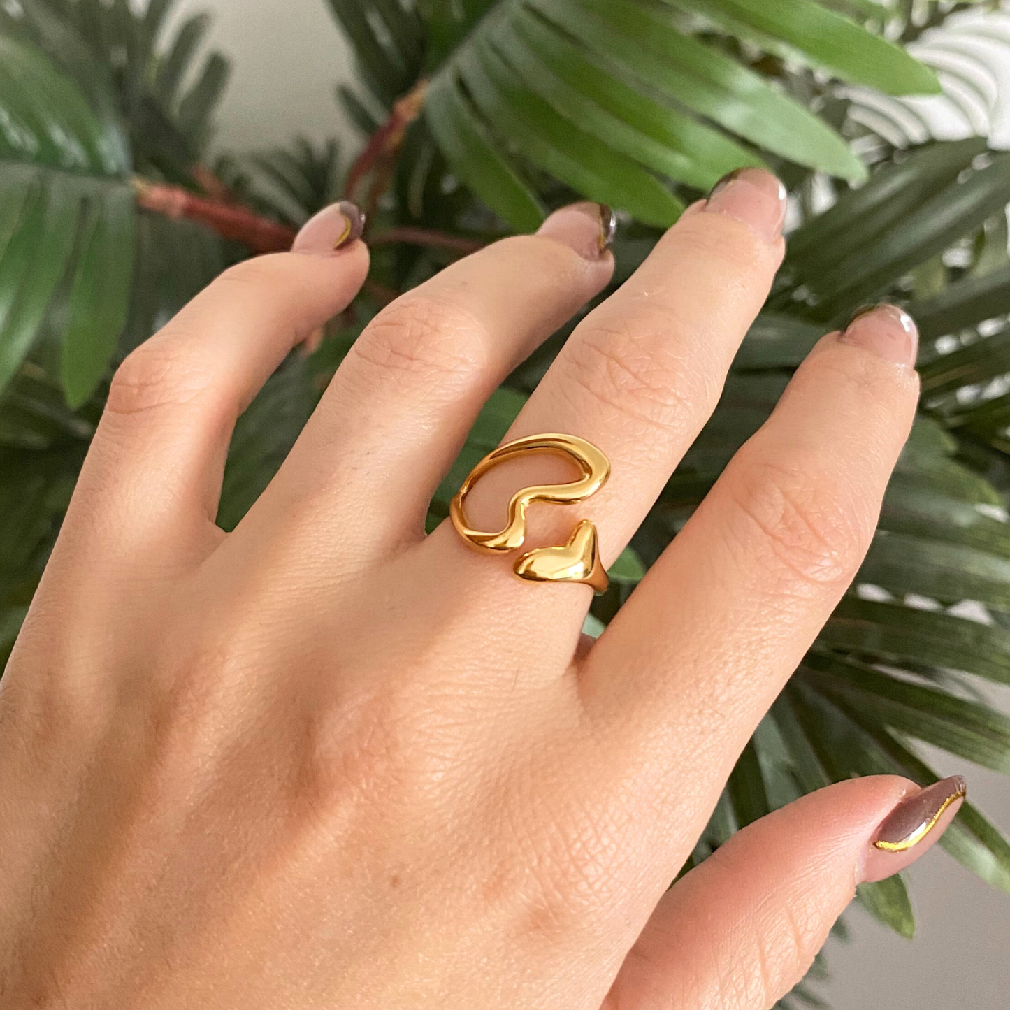 Anillo Doble Corazon Hueco - Ajustable