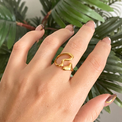 Anillo Doble Corazon Hueco - Ajustable