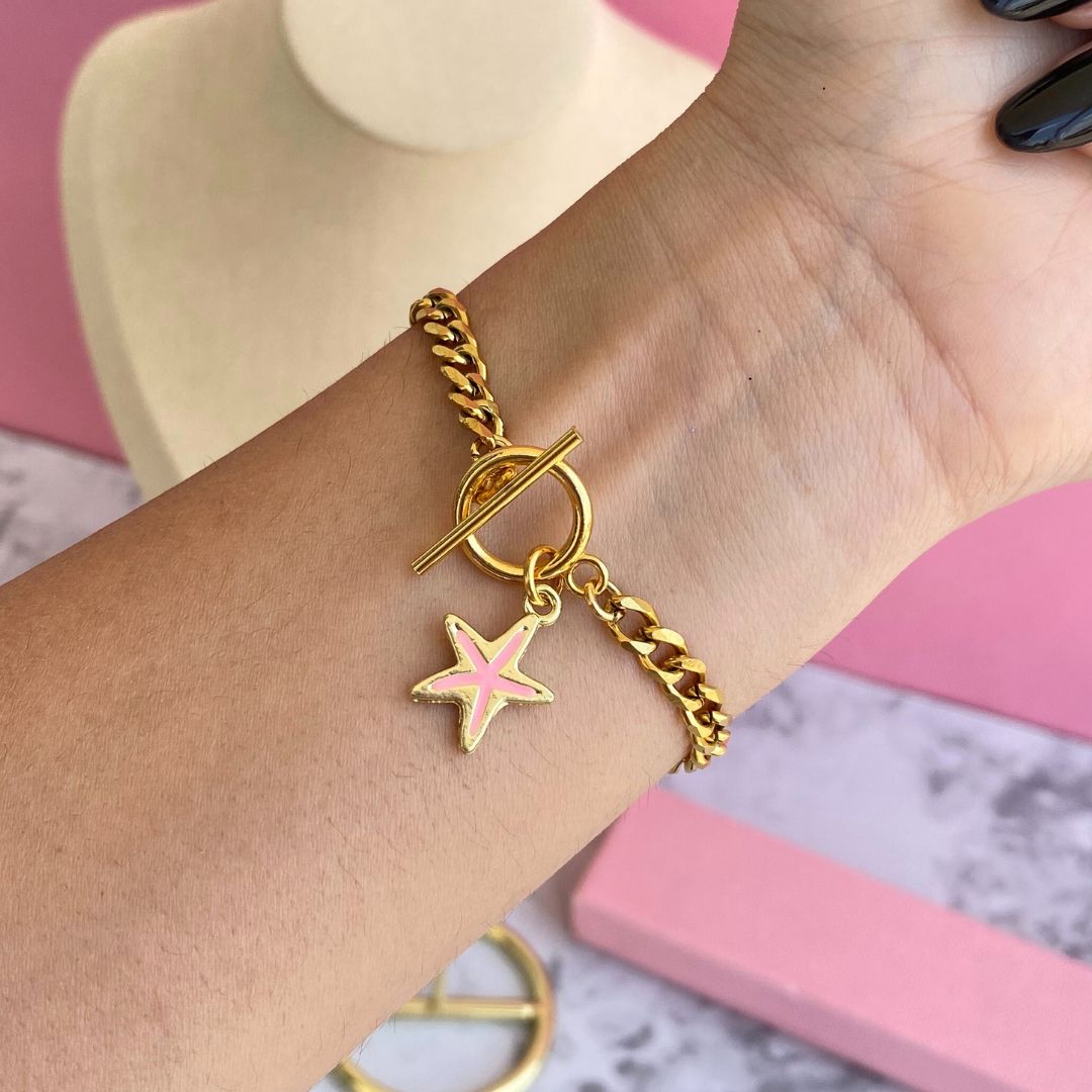 Pulsera Estrella Mar Rosa Pastel