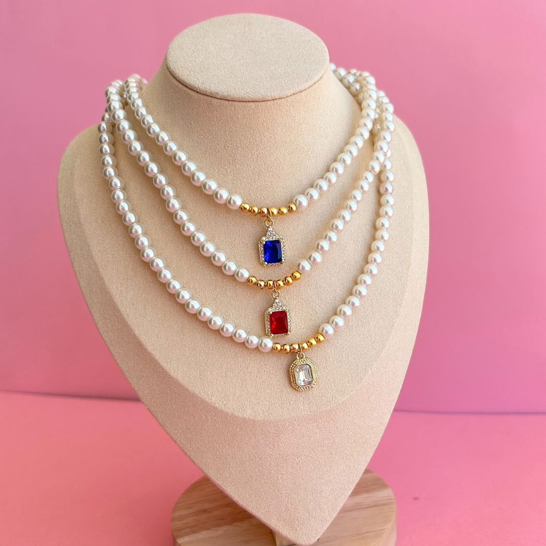 Collar Zirconia Rojo